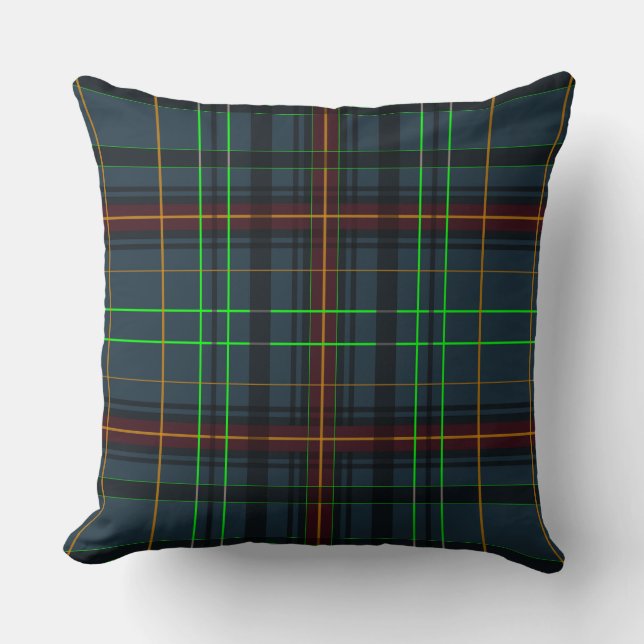 Tartan in blue, orange, green kussen (Voorkant)