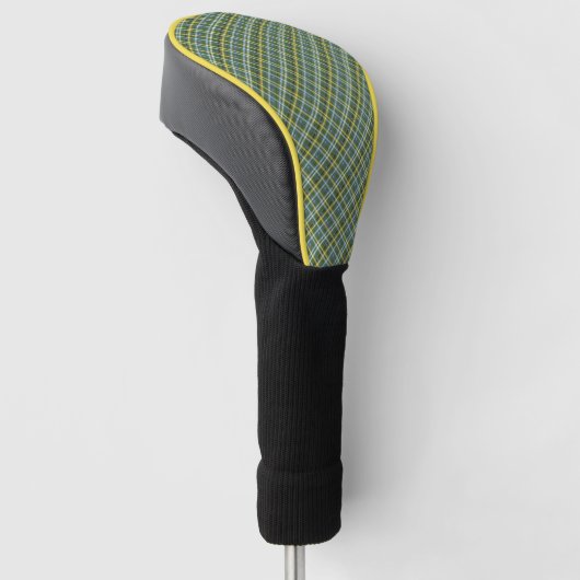 Tartan in groen, blauw, geel en zwart golfheadcover (Schuin)