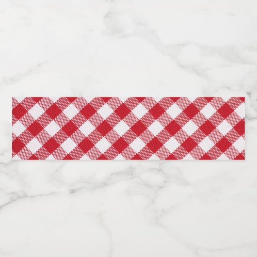 Tartan in het wit en rood waterfles etiket (Enkel label)