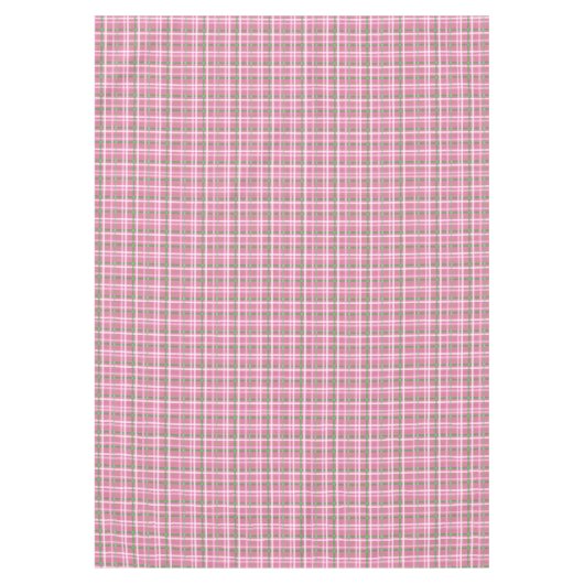 Tartan in roze, groen en wit tafelkleed (Voorkant)