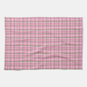 Tartan in roze, groen en wit theedoek (Horizontaal)