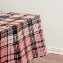 Tartan in roze, perzikkleurig, zwart