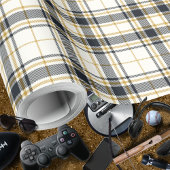 Tartan - Ivory Mustard Gold en Graphite Cadeaupapier