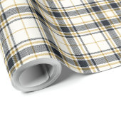 Tartan - Ivory Mustard Gold en Graphite Cadeaupapier (Rol Hoek)