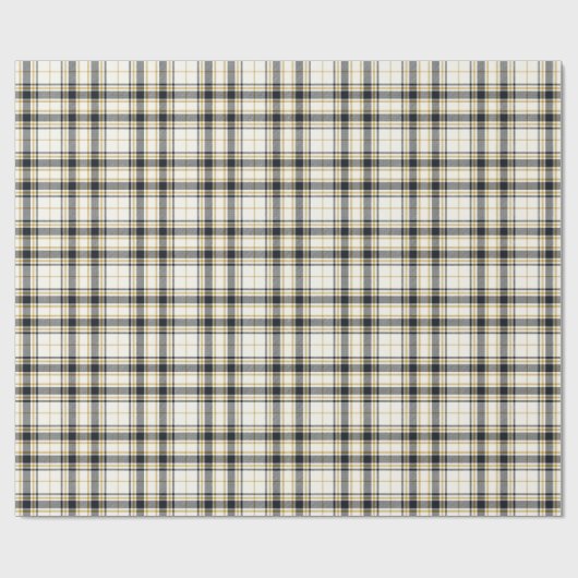 Tartan - Ivory Mustard Gold en Graphite Cadeaupapier (Vlak)