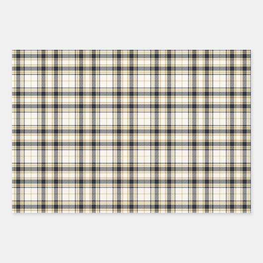 Tartan - Ivory Mustard Gold en Graphite Inpakpapier Vel (Voorkant 2)