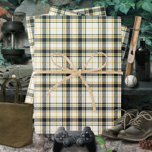 Tartan - Ivory Mustard Gold en Graphite Inpakpapier Vel