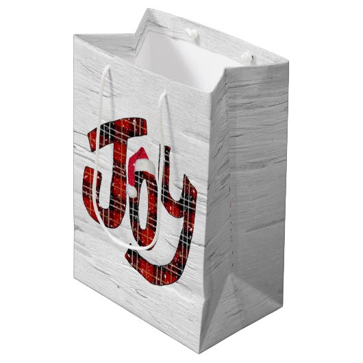 Tartan Joy op White Birch Medium Gift Bag Medium Cadeauzakje (Voorkant Gekanteld)