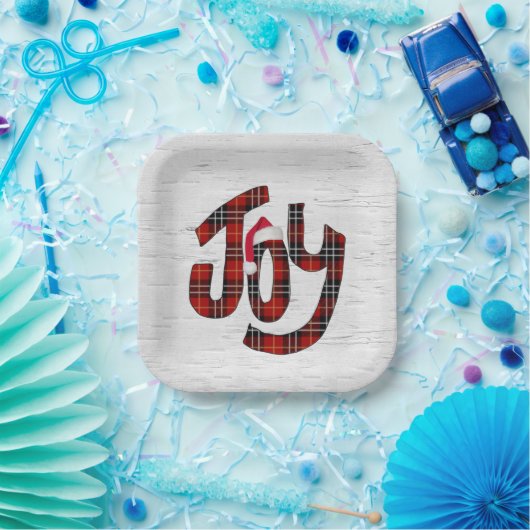 Tartan Joy over witte baars Papieren Bordje (Feest)
