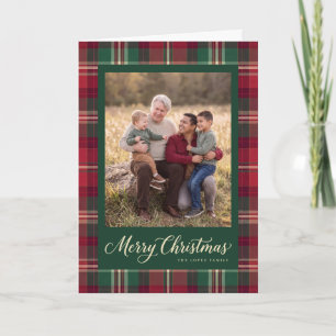 Tartan kader Kerstmis familiefoto Feestdagen Kaart