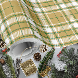 Tartan - Karamel goud-wit-groen Cadeaupapier