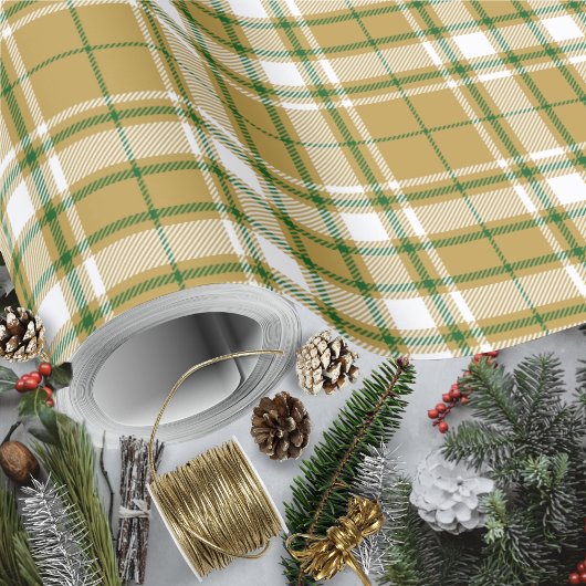 Tartan - Karamel goud-wit-groen Cadeaupapier