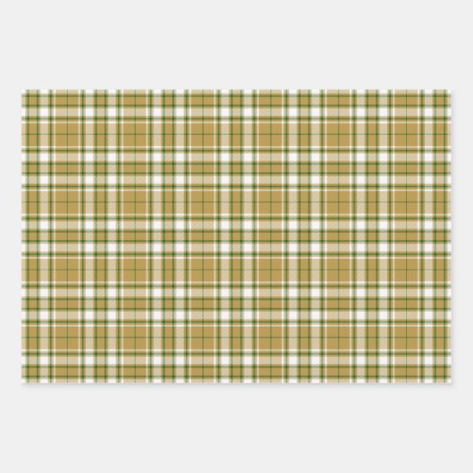 Tartan - Karamel goud-wit-groen Inpakpapier Vel (Voorkant 2)