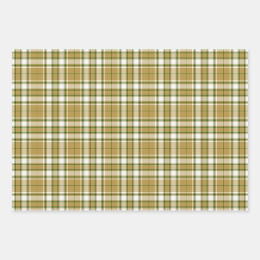 Tartan - Karamel goud-wit-groen Inpakpapier Vel (Voorkant)