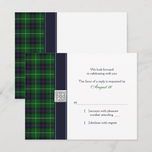  Tartan Keltische bruiloft antwoord Kaart (Voorkant / Achterkant)