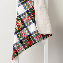 Tartan Kerst Patroon Monogram Naam Vakantie Sherpa Deken