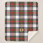 Tartan Kerst Patroon Monogram Naam Vakantie Sherpa Deken (Voorkant)