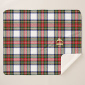 Tartan Kerst Patroon Monogram Naam Vakantie Sherpa Deken (Voorkant (horizontaal))
