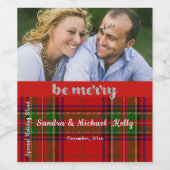 Tartan, Kerst Plaid, Foto Wijn Etiket (Enkel label)
