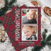 Tartan Kerst Plaid Twee Foto Kaart