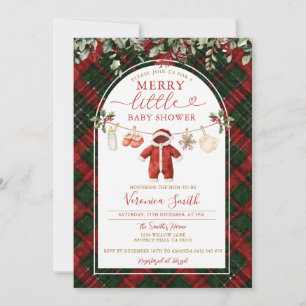Tartan Kerstman Waslijn Vrolijke Kleine Baby Showe Kaart