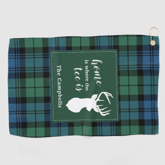 Tartan Kerstmis Clan Campbell Persoonlijke spelreg Golfhanddoek (Horizontaal)