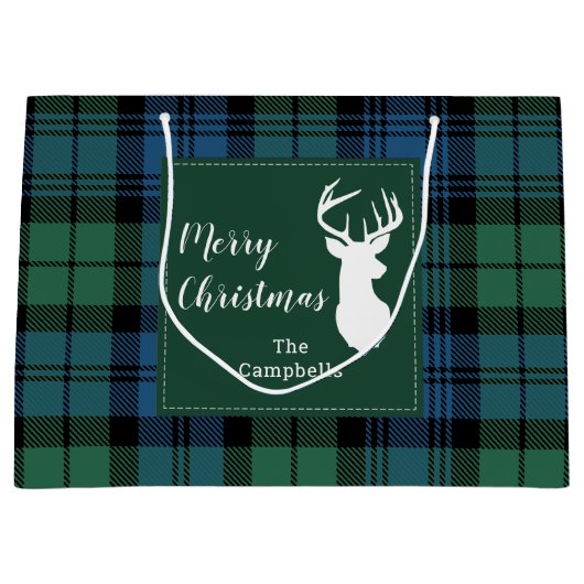 Tartan Kerstmis Clan Campbell Persoonlijke spelreg Groot Cadeauzakje (Voorkant)