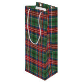 Tartan Kerstmis Clan MacCulloch Green Check Pset Wijn Cadeautas (Achterkant Gekanteld)