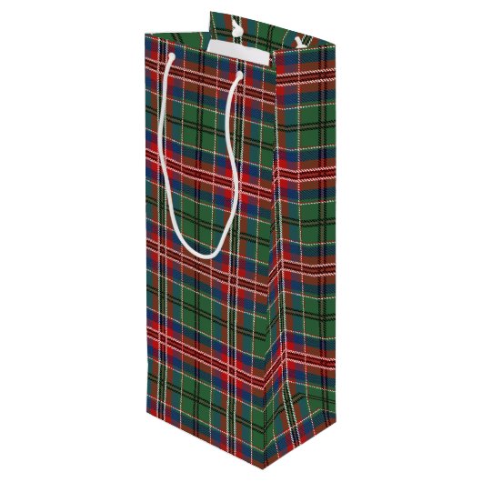 Tartan Kerstmis Clan MacCulloch Green Check Pset Wijn Cadeautas (Achterkant Gekanteld)