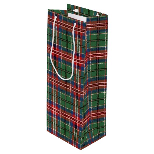 Tartan Kerstmis Clan MacCulloch Green Check Pset Wijn Cadeautas (Voorkant Gekanteld)