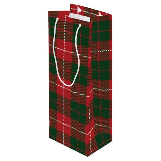 Tartan Kerstmis Clan MacKinnon Green Red Pset Wijn Cadeautas (Achterkant Gekanteld)