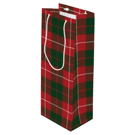 Tartan Kerstmis Clan MacKinnon Green Red Pset Wijn Cadeautas (Voorkant Gekanteld)