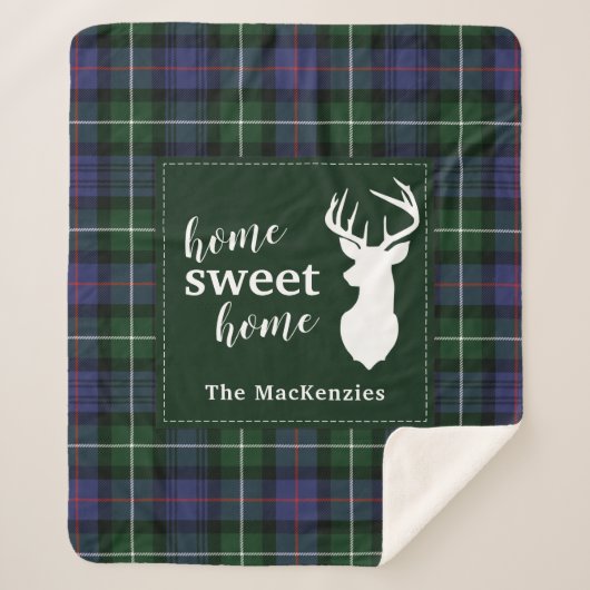 Tartan Kerstmis geplakt met Clan MacKenzie Persoon Sherpa Deken (Voorkant)