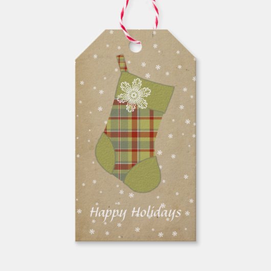 Tartan Kerstmis Groen en Rood ID209 Cadeaulabel (Voorkant)