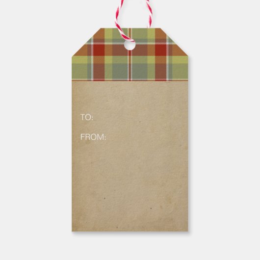 Tartan Kerstmis Groen en Rood ID209 Cadeaulabel (Achterkant)