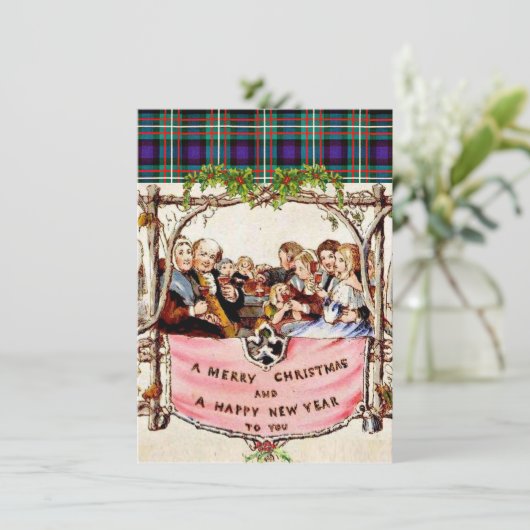 Tartan Kerstmis Kaart of uitnodiging (Staand voorkant)