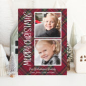 Tartan Kerstmis Plaid Twee Fotokaart Kaart