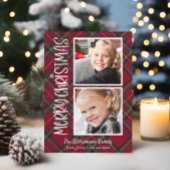 Tartan Kerstmis Plaid Twee Fotokaart Kaart