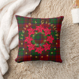 Tartan Kerstseizoen Poinsettia  Kussen