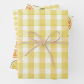 Tartan lemon yellow set wrapping paper (In situ)