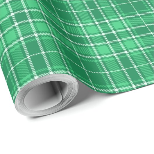 Tartan - Levendig donkergroen tot lichtgroen Cadeaupapier (Rol Hoek)