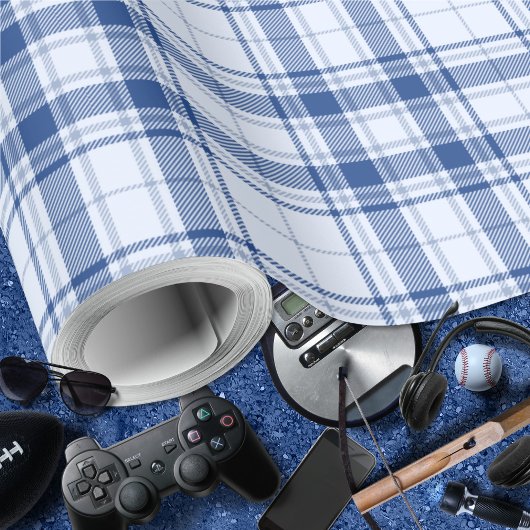 Tartan - Levendig Pastel blauw naar Navy Blue Cadeaupapier