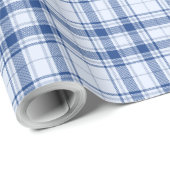 Tartan - Levendig Pastel blauw naar Navy Blue Cadeaupapier (Rol Hoek)