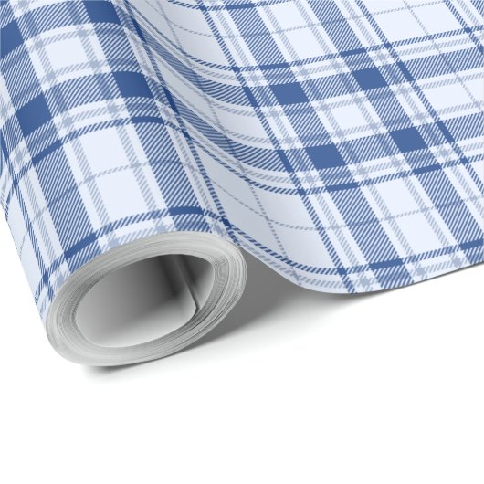Tartan - Levendig Pastel blauw naar Navy Blue Cadeaupapier (Rol Hoek)