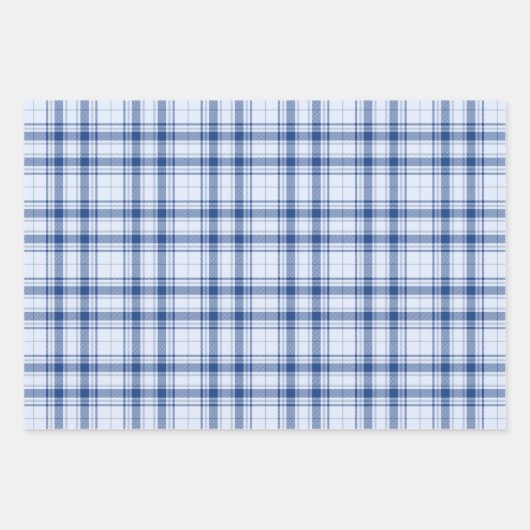 Tartan - Levendig Pastel blauw naar Navy Blue Inpakpapier Vel (Voorkant)