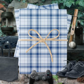 Tartan - Levendig Pastel blauw naar Navy Blue Inpakpapier Vel