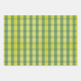 Tartan madeliefje citroengele groene set inpakpapi inpakpapier vel