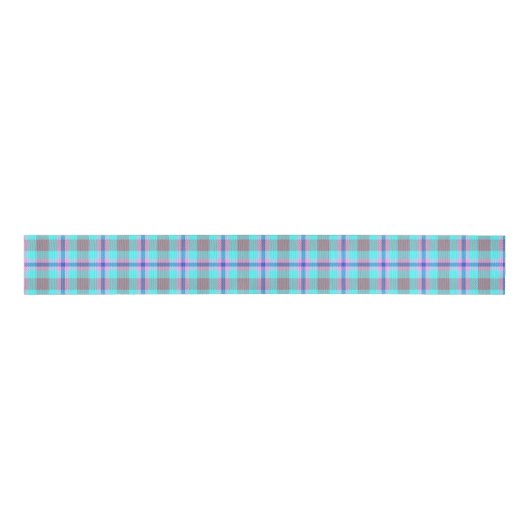 Tartan Mauve Paarse Cyaan Grosgrain Lint (Voorkant)