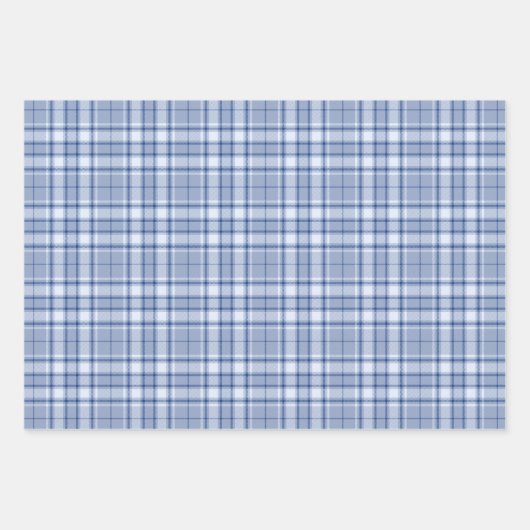 Tartan - Medium blauw tot licht en Navy blauw Inpakpapier Vel (Voorkant 3)