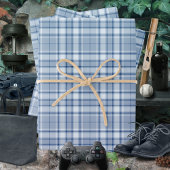 Tartan - Medium blauw tot licht en Navy blauw Inpakpapier Vel